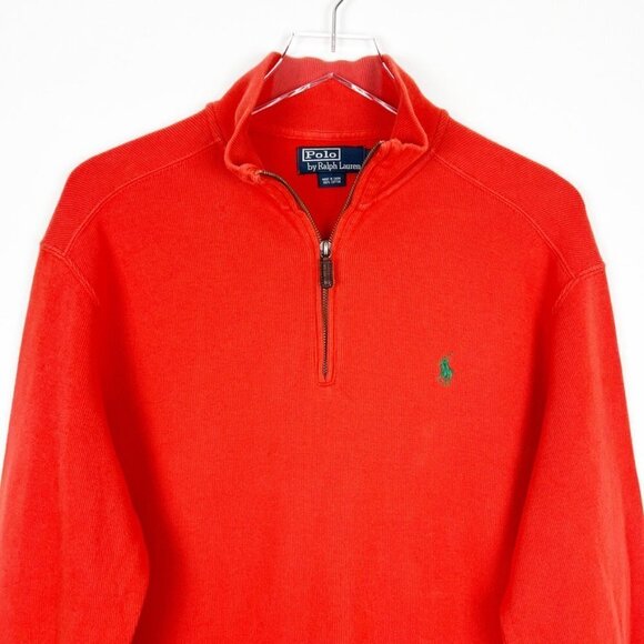 Polo Ralph Lauren Sweater Men's M Orange Quarter-Zip Pullover Collegiate Preppy - Picture 4 of 15